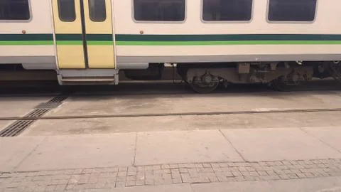 Stopped passenger train wagon. Stock Photos