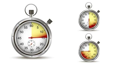 Stopper - countdown concept. set of stopwatch icons with countdown. Illustrazione stock