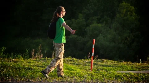 Stopper on the track trying to stop the car Stock Footage 40306446