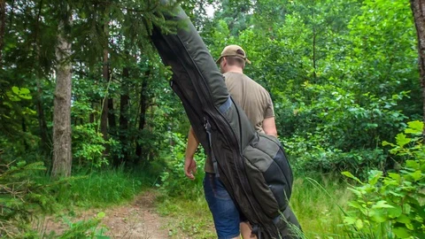 Stopping in the middle of a forest to observe something Stock Footage 112174661
