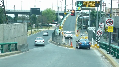 Stopping at toll booth Stock Footage 124309933