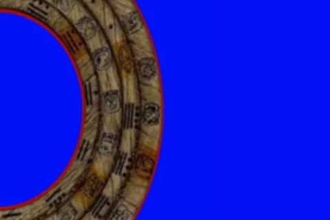 Stops at once-Huge Mayan Rotating Calendar - Blue Screen Stock Footage 7730978