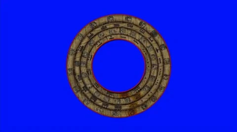 Stops in steps- Mayan Rotary Doomsday Calendar Blue Screen V3 Q90 Stock Footage 7731339