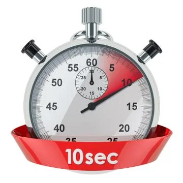 Stopwatch with 10 seconds timer. 3D rendering Stock Illustration