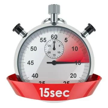 Stopwatch with 15 seconds timer. 3D rendering Stock Illustration