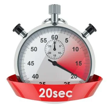 Stopwatch with 20 seconds timer. 3D rendering Stock Illustration