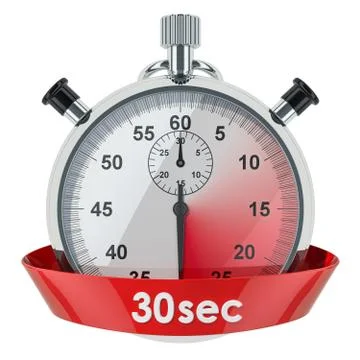 Stopwatch with 30 seconds timer. 3D rendering Stock Illustration