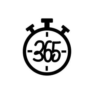 Stopwatch 365 infinity logo icon design illustration black Stock Illustration
