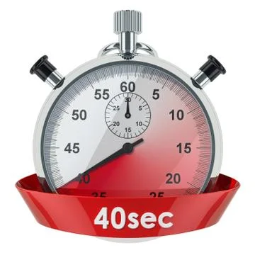 Stopwatch with 40 seconds timer. 3D rendering Stock Illustration