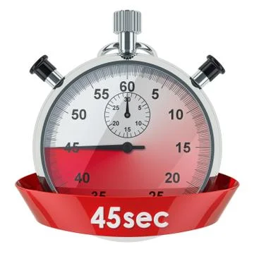 Stopwatch with 45 seconds timer. 3D rendering Stock Illustration
