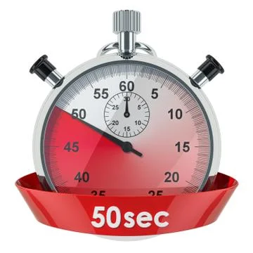 Stopwatch with 50 seconds timer. 3D rendering Stock Illustration