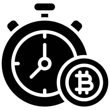Stopwatch and Bitcoin icon, Cryptocurrency related vector Stock Illustration