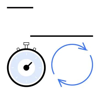 Stopwatch and Circular Arrows Representation of Time and Continuity Concept 스톡 일러스트