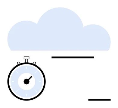 Stopwatch and Cloud with Abstract Elements Time Management and Cloud Computin Stock Illustration