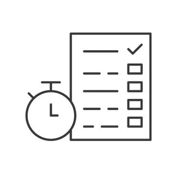 Stopwatch and document with checklist or examination, time management and pla 库存插图