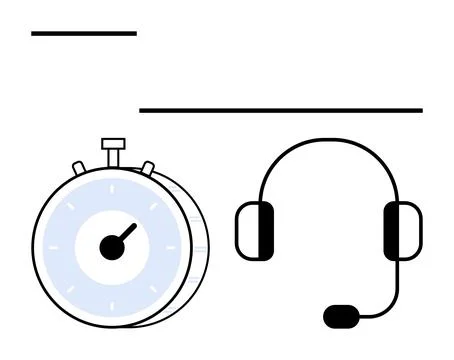 Stopwatch and Headset Time Management and Customer Support Concepts Stock Illustration