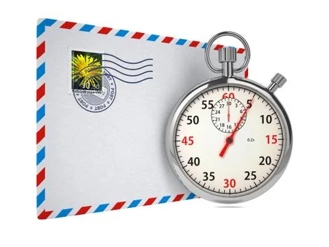 Stopwatch and Letter. Stock Illustration