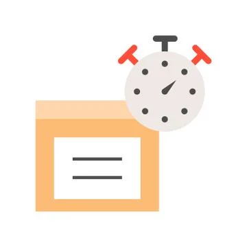 Stopwatch and parcel box, Flat icon estimate shipping and delivery time servi 스톡 일러스트