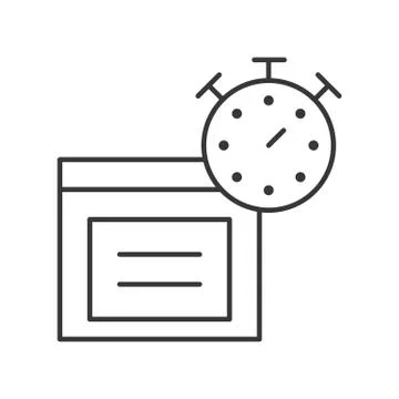 Stopwatch and parcel box, line icon estimate shipping and delivery time servi Stockillustratie