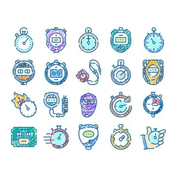 Stopwatch and timer doodle icon set collection Stock Illustration