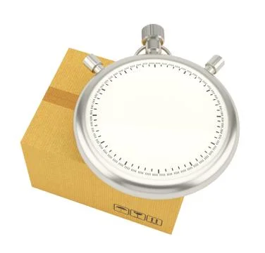 Stopwatch on background of cardboard box Illustration