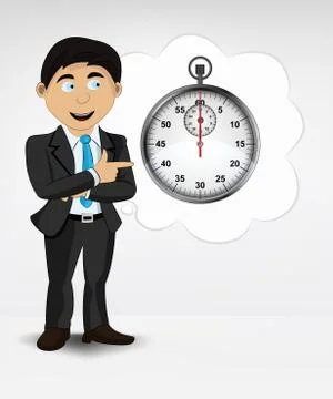 Stopwatch in bubble idea concept of man in suit vector illustration Illustrazione stock