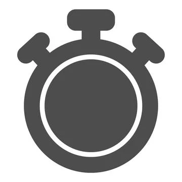 Stopwatch with button, full circle, chronometer, timer solid icon, time concept Stock Illustration