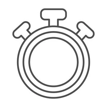Stopwatch with button, full circle, chronometer, timer thin line icon, time Stock Illustration