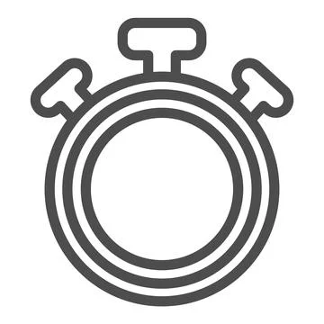 Stopwatch with button, full circle, chronometer, timer line icon, time concept Stock Illustration