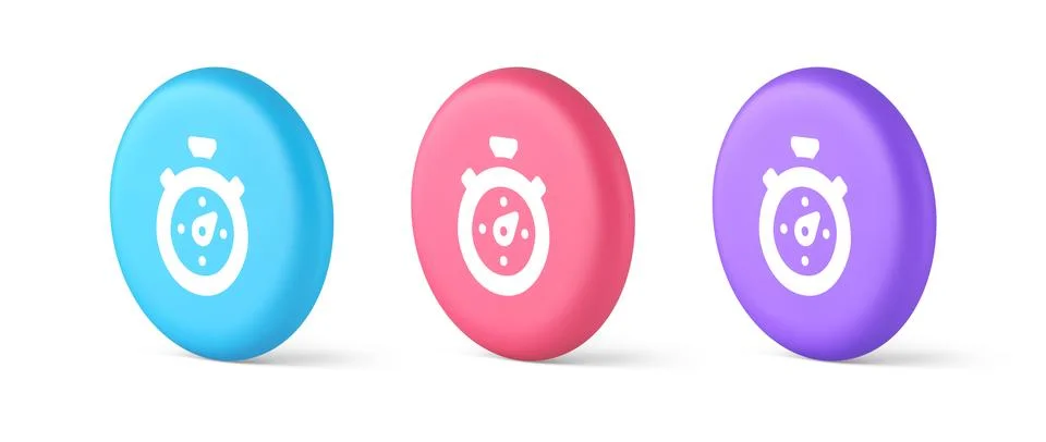 Stopwatch button timer speed time counting application panel interface 3d i.. Stock Illustration