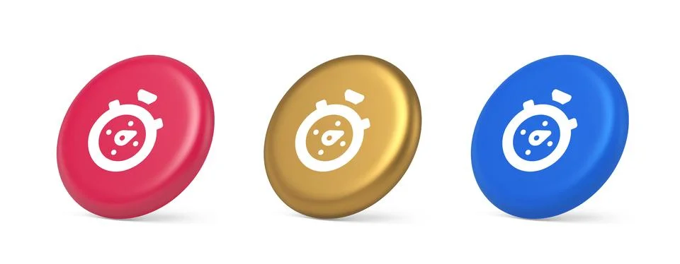 Stopwatch button timer speed time counting application panel interface 3d r.. Stock Illustration