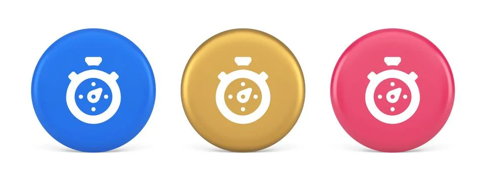 Stopwatch button timer speed time counting application panel interface 3d r.. Stock Illustration