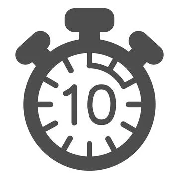 Stopwatch with buttons, 10 seconds, timer, chronometer solid icon, time concept Stock Illustration