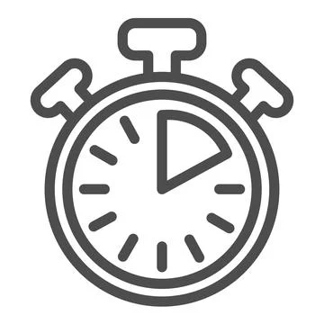 Stopwatch with buttons, 10 seconds, timer, chronometer line icon, time concept Stock Illustration