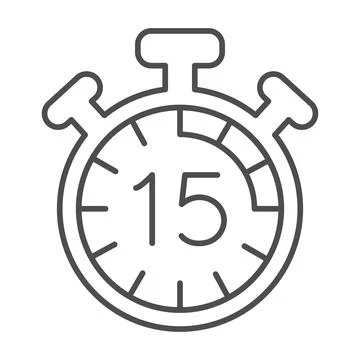 Stopwatch with buttons, 15 seconds, timer, chronometer thin line icon, time Stock Illustration