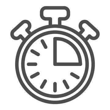 Stopwatch with buttons, 15 seconds, timer, chronometer line icon, time concept Stock Illustration