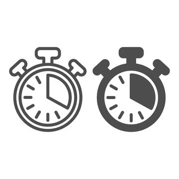 Stopwatch with buttons, 20 seconds, timer, chronometer line and solid icon, time Stock Illustration