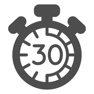 Stopwatch with buttons, 30 seconds, timer, chronometer solid icon, time concept Stock Illustration