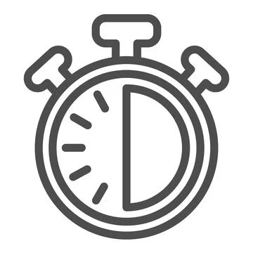 Stopwatch with buttons, 30 seconds, timer, chronometer line icon, time concept Stock Illustration