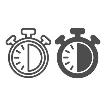 Stopwatch with buttons, 30 seconds, timer, chronometer line and solid icon, time Illustrazione stock