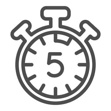 Stopwatch with buttons, 5 seconds, timer, chronometer line icon, time concept Stock Illustration