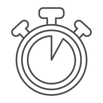 Stopwatch with buttons, 5 seconds, timer, chronometer thin line icon, time Stock Illustration