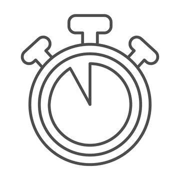 Stopwatch with buttons, 55 seconds, timer, chronometer thin line icon, time Stock Illustration