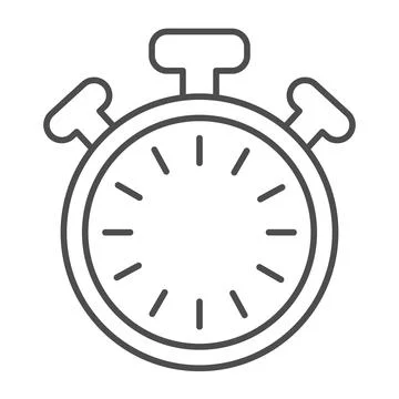 Stopwatch with buttons and dial without hands, timer thin line icon, time Stock Illustration