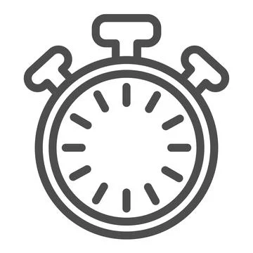 Stopwatch with buttons and dial without hands, timer line icon, time concept Stock Illustration