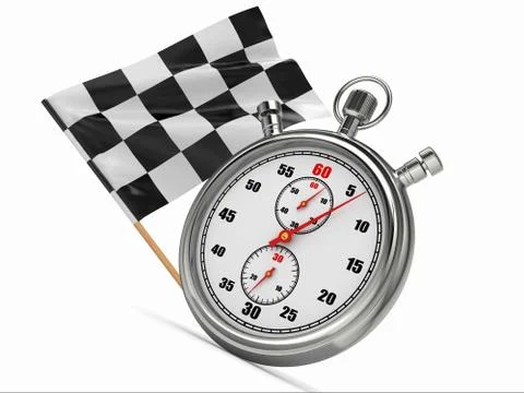 Stopwatch with checkered flag. start or finish. Stock Illustration