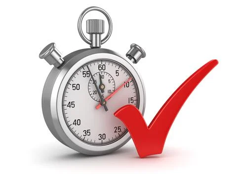Stopwatch with Checkmark Symbol Stock Illustration