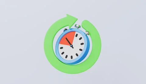 Stopwatch with circular arrow, restore symbol, history icon, turn back time Stockillustratie