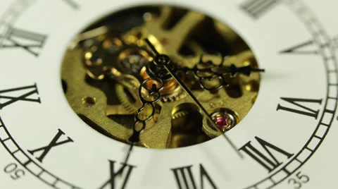 Stopwatch Clock Face Close Up Selective Focus Gears Wheels Mechanism Macro Busy Stock Footage 35871128