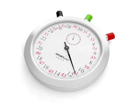 Stopwatch closeup on a white background Stock Illustration